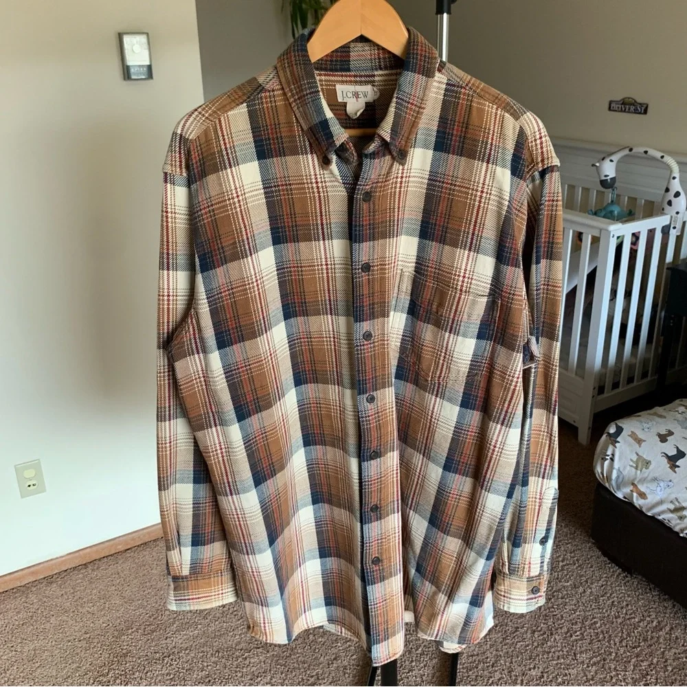 J. Crew Heritage Plaid Flannel Button Down Shirt Shacket Large